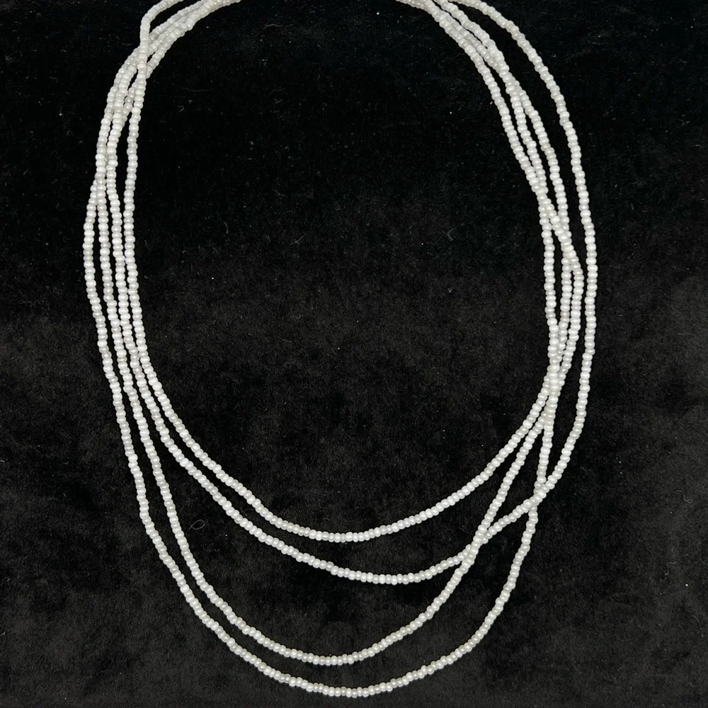 Bellagio Multi-Strand White Seed Bead Necklace